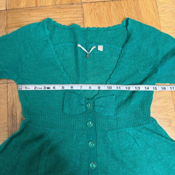 Anthropologie Knitted & Knotted XS Kelly Green Knit Top Sweater Wool Mohair - Picture 6 of 7